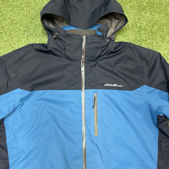 Eddie Bauer Weatheredge PLUS Men Hooked Shell Waterproof Ski Jacket XL Blue - Picture 2 of 14